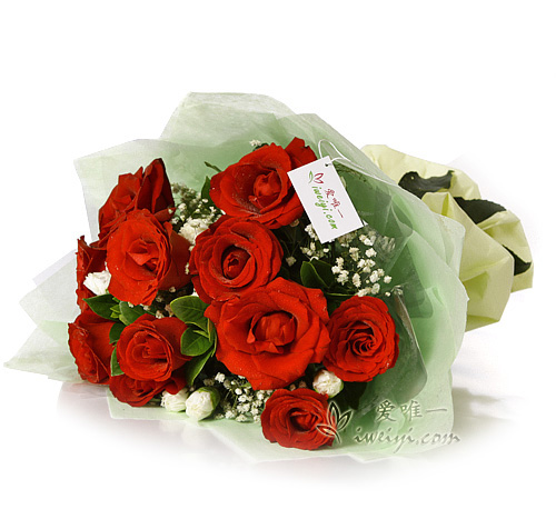 bouquet de roses rouges et d'oeillets blancs