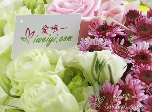 envoyer un bouquet de roses de couleur rose et de lisianthus vert en Chine