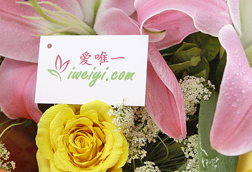 send a bouquet of pink lilies and yellow roses to China