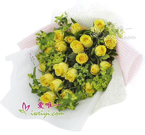 bouquet of 21 yellow roses