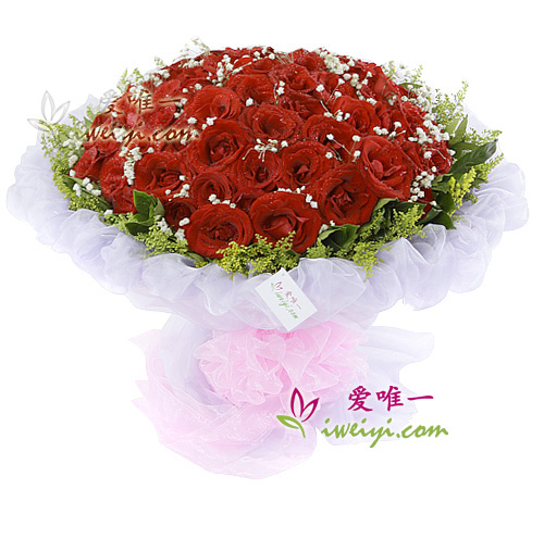 The bouquet of red roses « Will you marry me? »