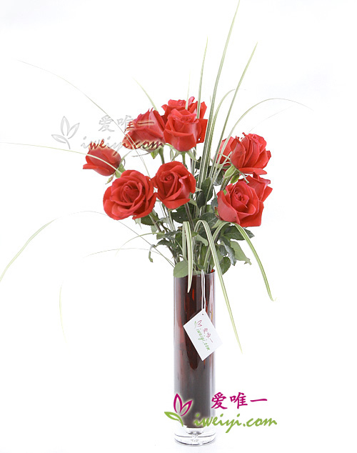 Vase of fresh red roses