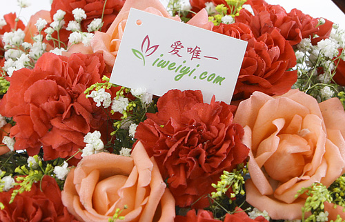 send pink roses and red carnations to China