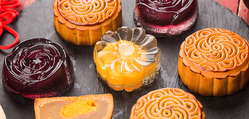 Mooncakes in different styles and colors