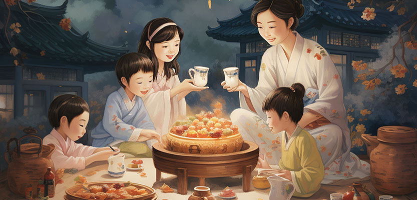 Tea appreciation on Mid-Autumn Festival Day